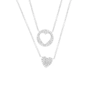 0.16CT 14K White Gold Diamond Pave Heart Necklace