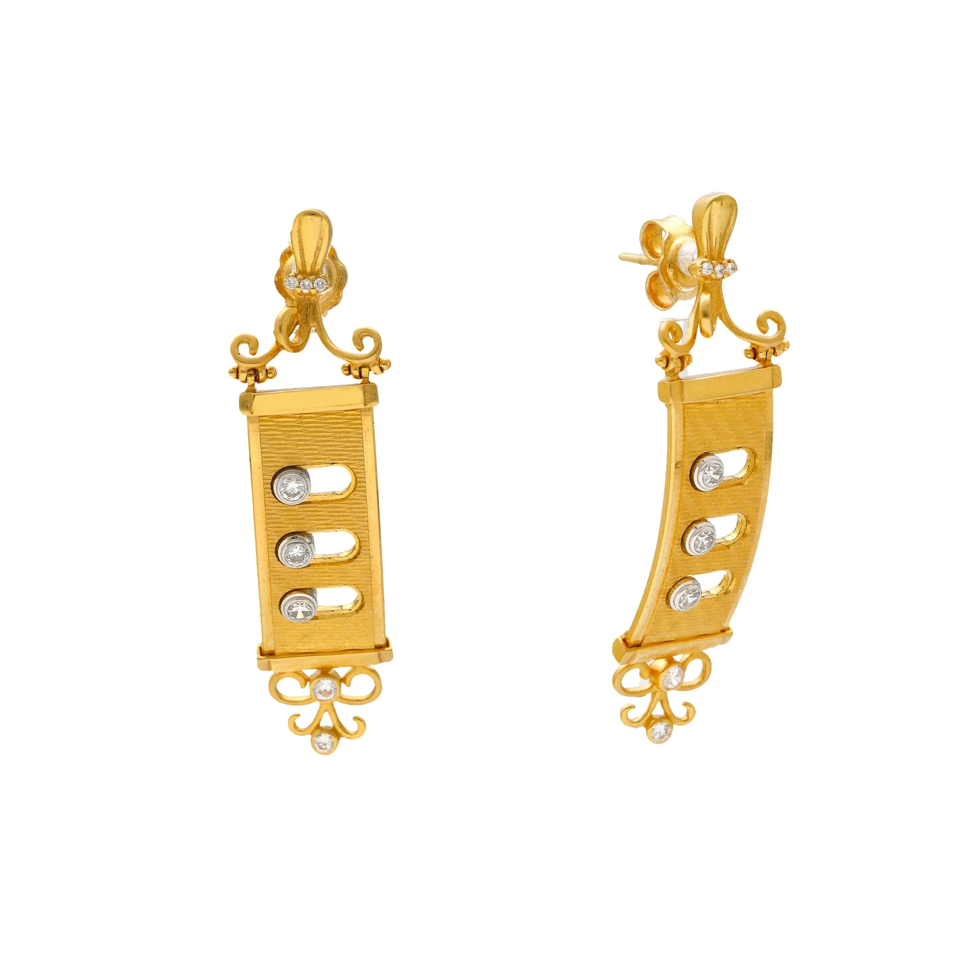 22K Yellow Gold & CZ Earrings (13gm)