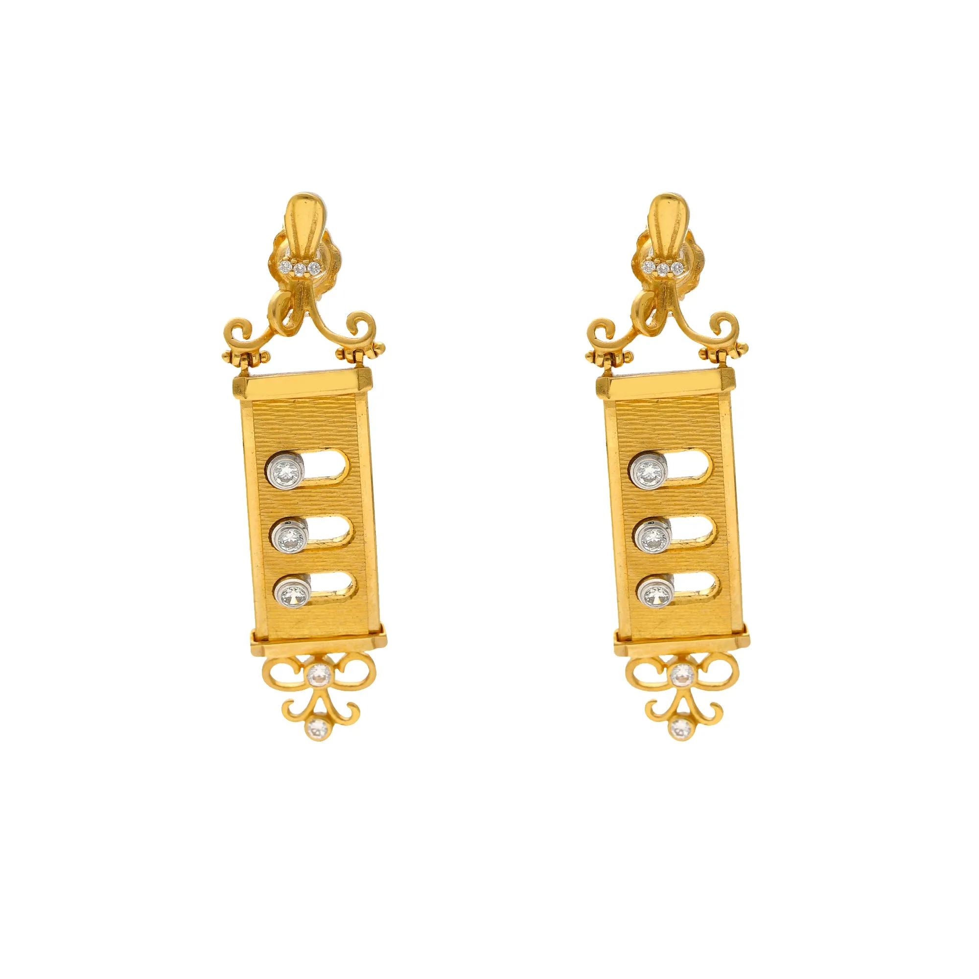 22K Yellow Gold & CZ Earrings (13gm)