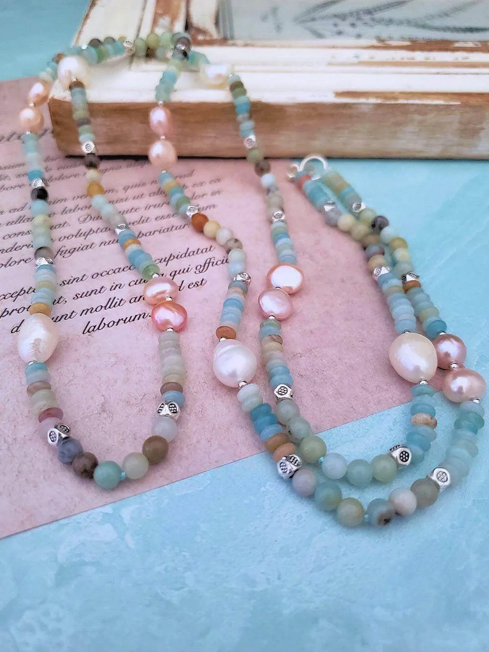 Amazonite and Pearl Necklace