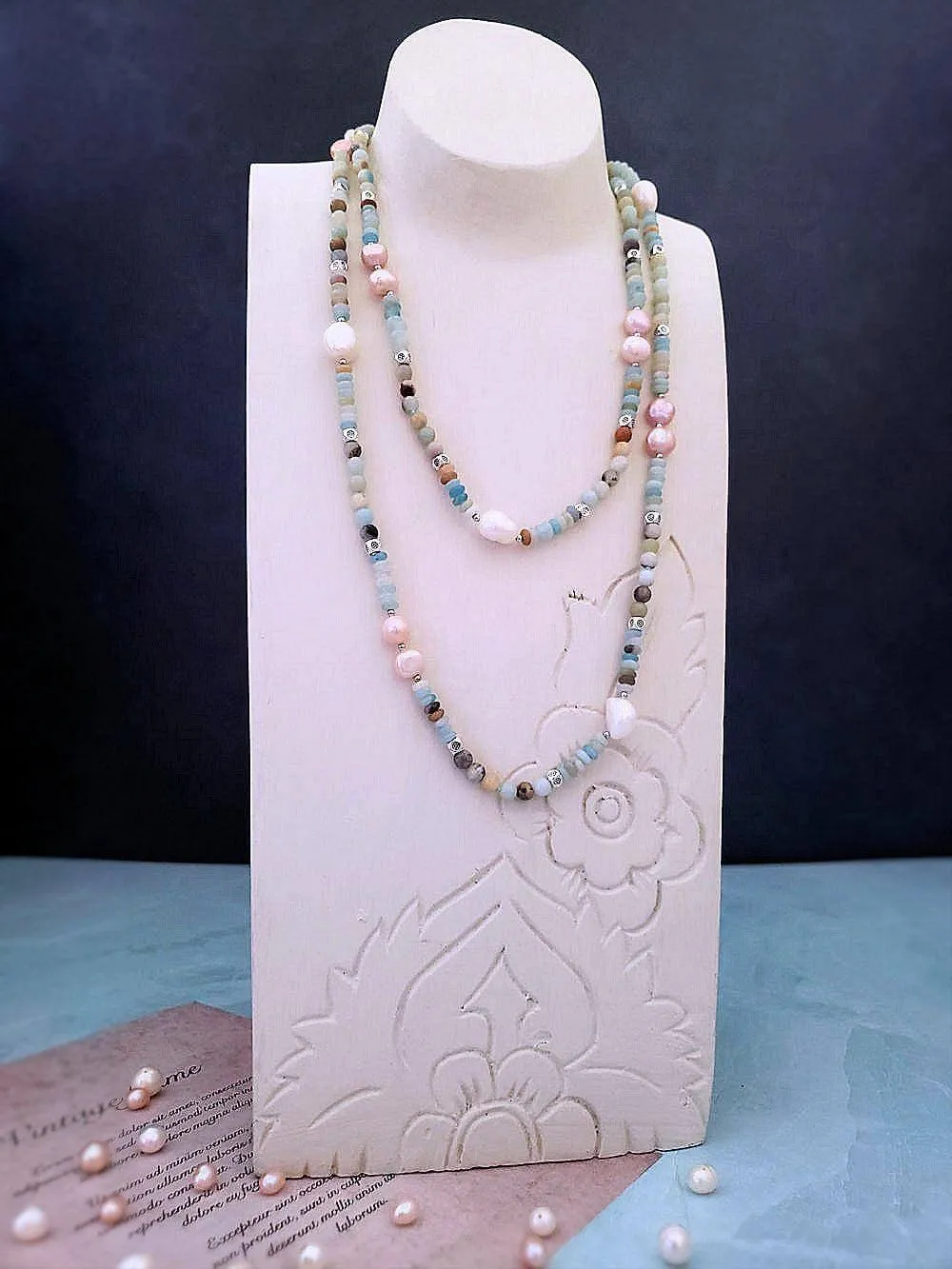 Amazonite and Pearl Necklace