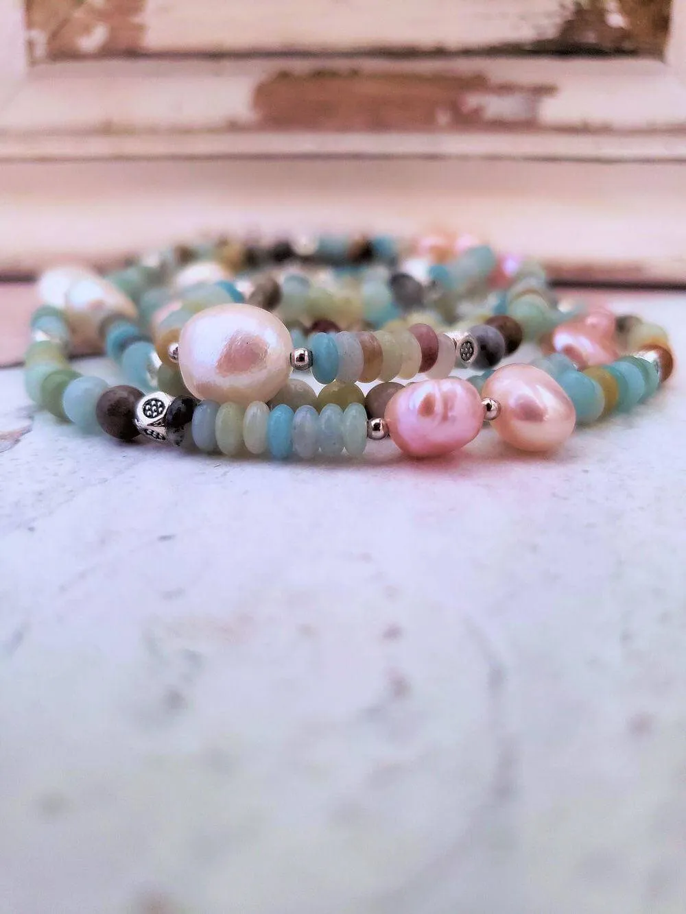 Amazonite and Pearl Necklace