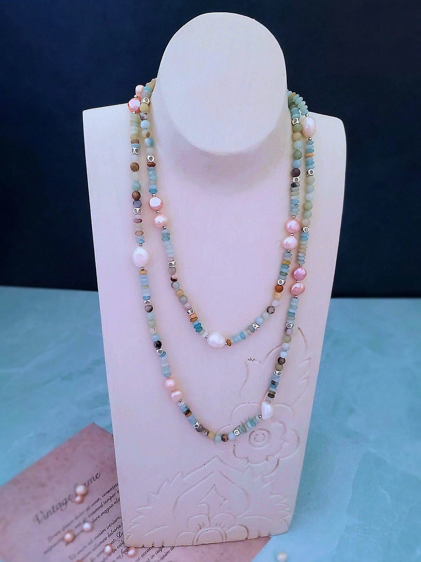 Amazonite and Pearl Necklace