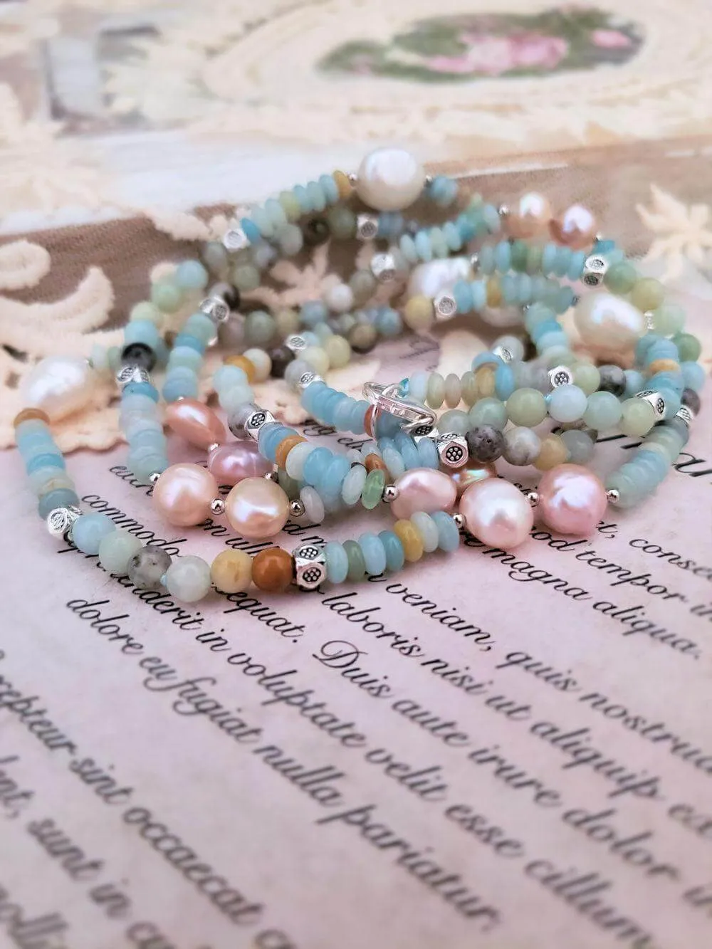 Amazonite and Pearl Necklace