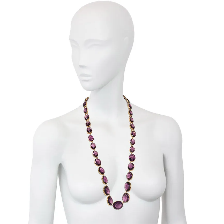 Antique amethyst necklace, convertible to bracelets, England