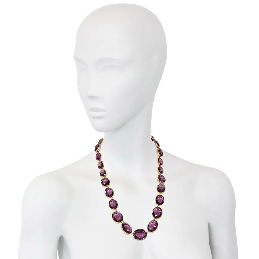 Antique amethyst necklace, convertible to bracelets, England