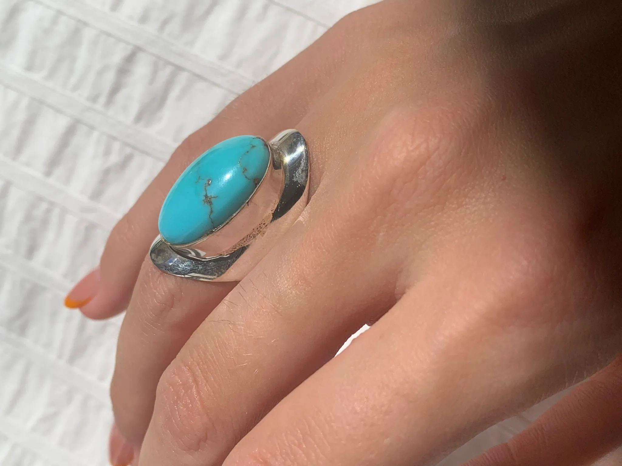 Arizona Turquoise Medea Ring - Long Oval