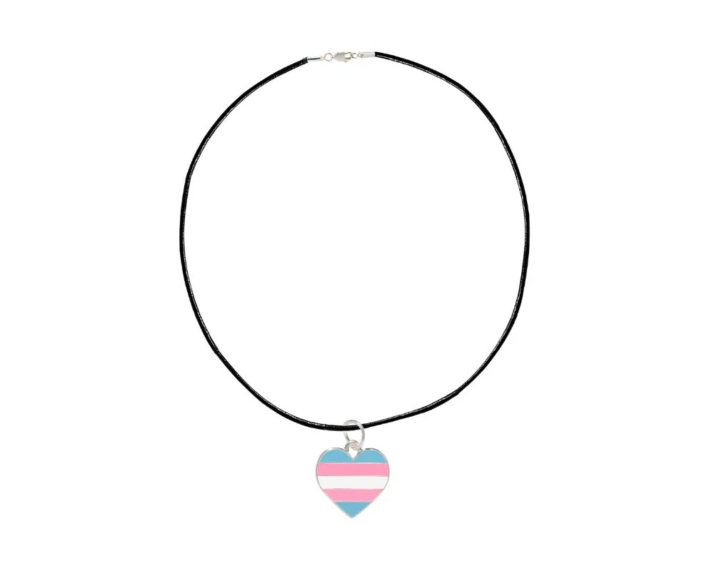 Black Cord Heart Transgender LGBTQ Necklaces