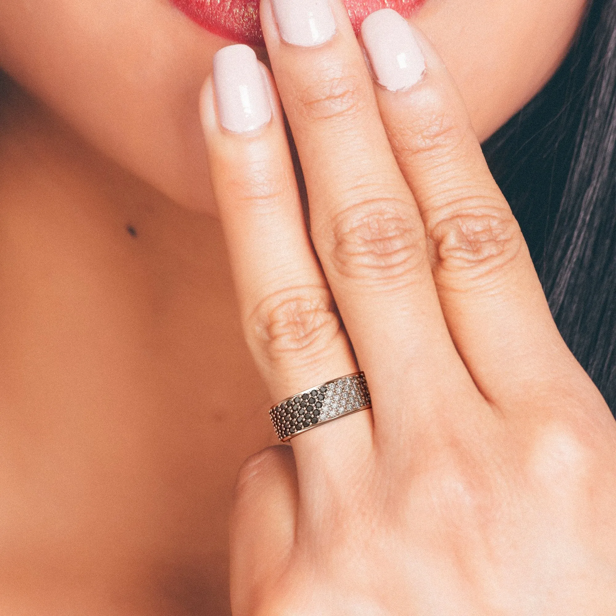 BlackBox Unique Natural Black & White Diamond Ring