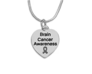 Brain Cancer Awareness Heart Necklaces