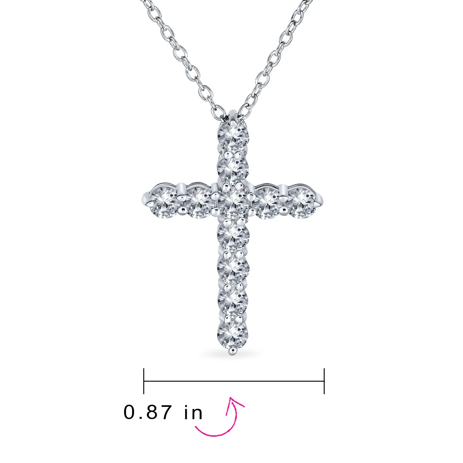 Bridal Necklace Minimalist Sterling Silver Cross Pendant with Cubic Zirconia