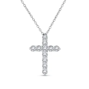 Bridal Necklace Minimalist Sterling Silver Cross Pendant with Cubic Zirconia