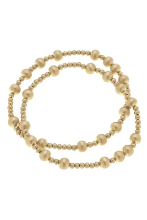 Canvas Shelby Ball Bead Stretch Bracelet Stack in Gold