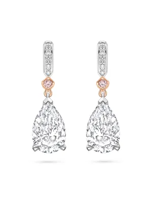 Classic Pear Diamond and Pink Diamond Drop Earrings