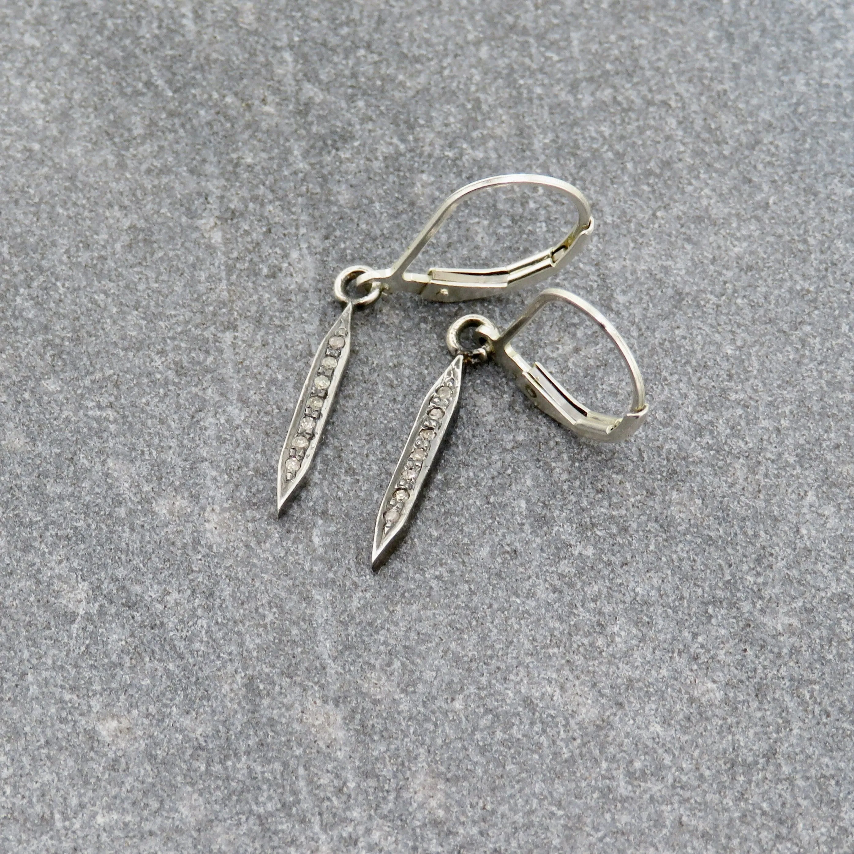 Diamond Spike Earrings - Silver