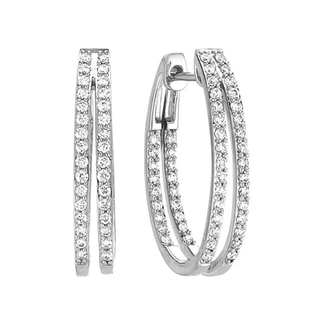 DOUBLE INSIDE/OUTSIDE DIAMOND HOOP EARRINGS