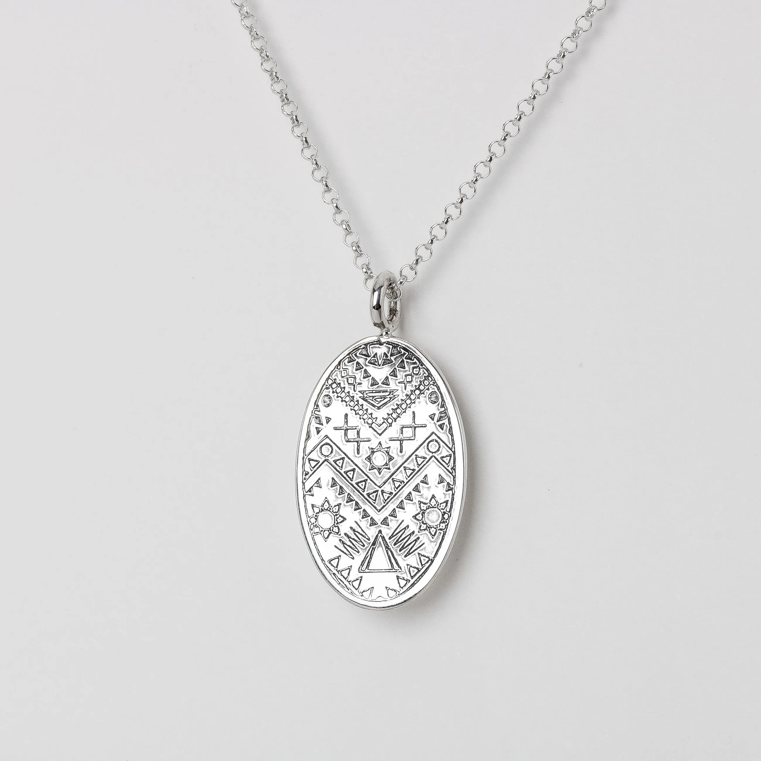 Engraved MGJ Signature Aztec Pendant Necklace