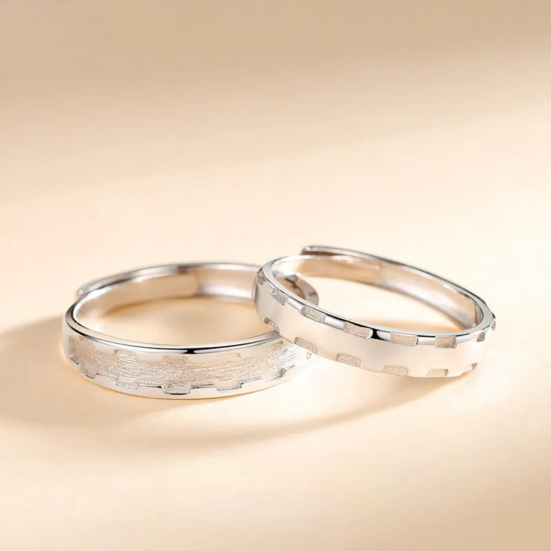 Engraved Simple Couple Wedding Rings Set for Two