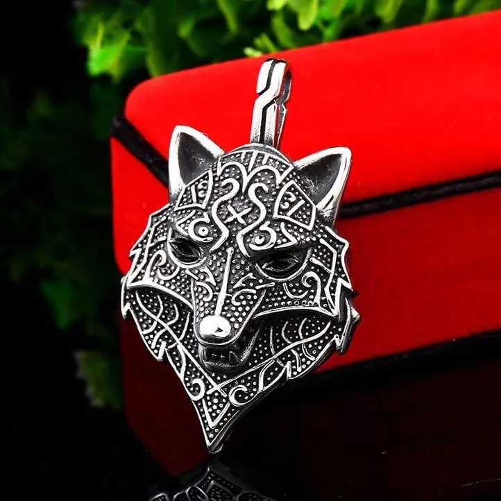 Fenrir Wolf Head Stainless Steel Necklace