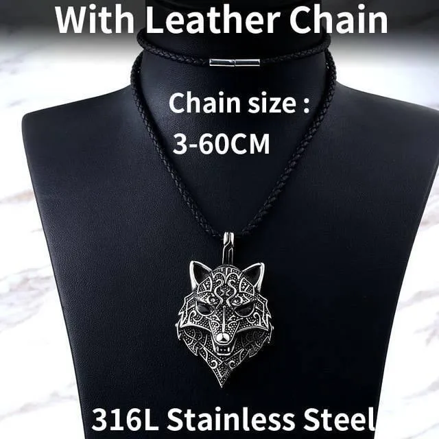 Fenrir Wolf Head Stainless Steel Necklace