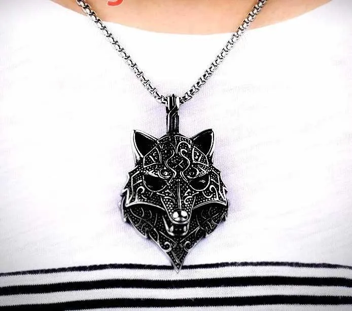 Fenrir Wolf Head Stainless Steel Necklace