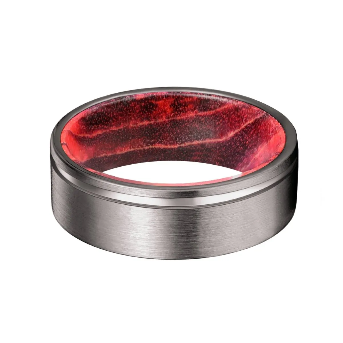 GLEASON | Black & Red Wood, Gunmetal Tungsten Offset Groove