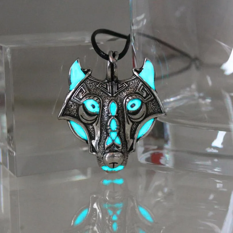 Glow In The Dark Fenrir Wolf Necklace