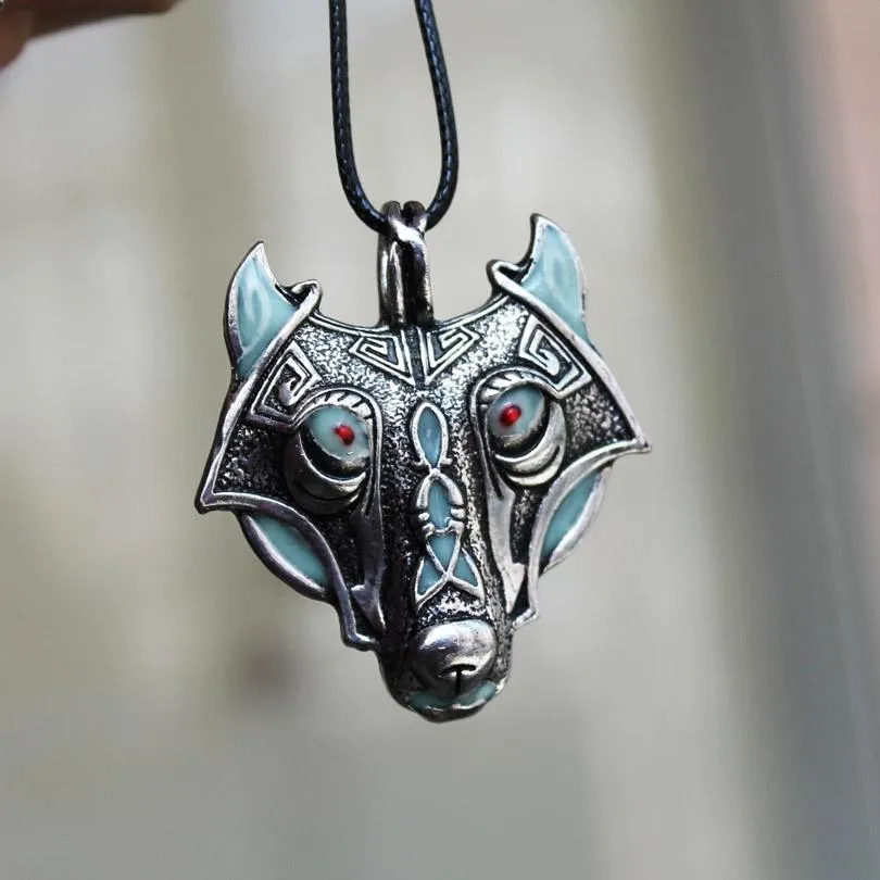 Glow In The Dark Fenrir Wolf Necklace