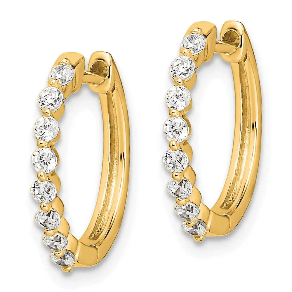 Gold Lab Grown Diamond VS/SI FGH Hinged Hoop Earrings - Model EM5395-033-YLG