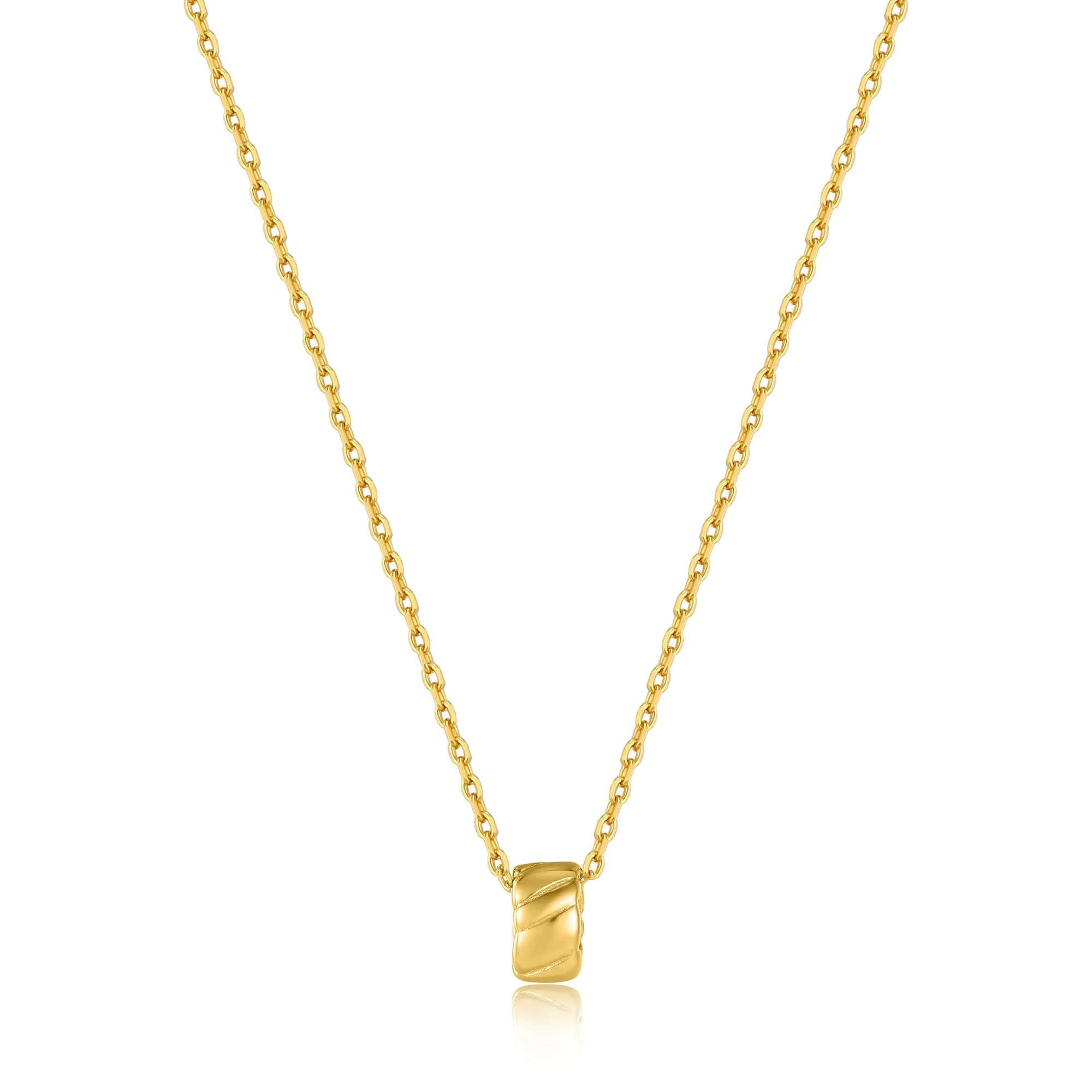 Gold Smooth Twist Pendant Necklace