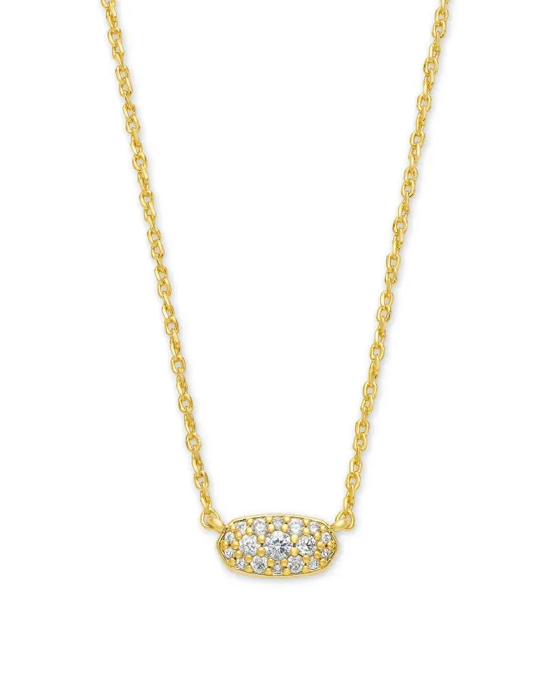 Grayson Gold Pendant Necklace in White Crystal