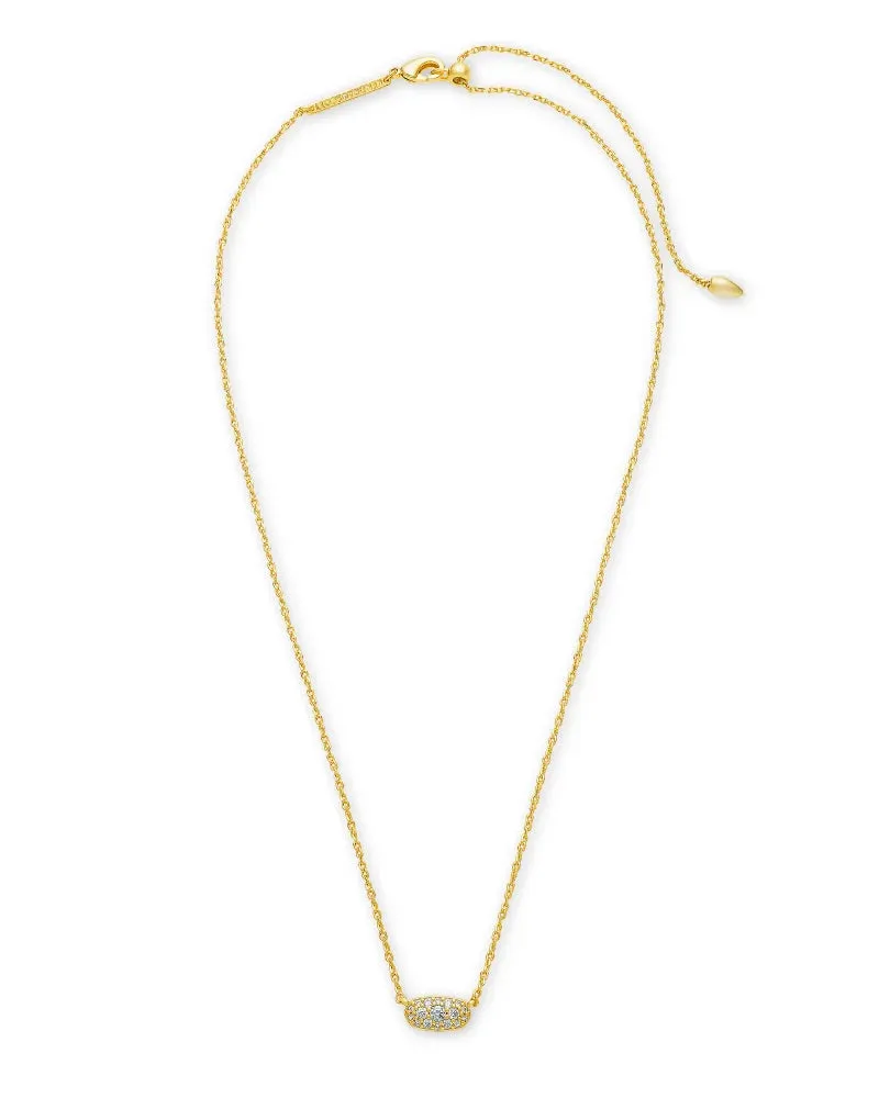 Grayson Gold Pendant Necklace in White Crystal