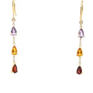 Hanging Gemstone Drop Earrings