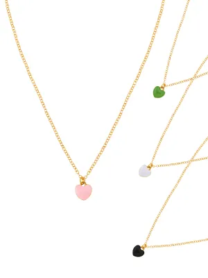 Melbees by Yellow Chimes Chain Pendant for Girls Kids | Multicolor Heart Shaped Necklace for Girls | Set of 4 Pcs Necklaces | Pendants for Kids | Birthday Gift for Girls Kids