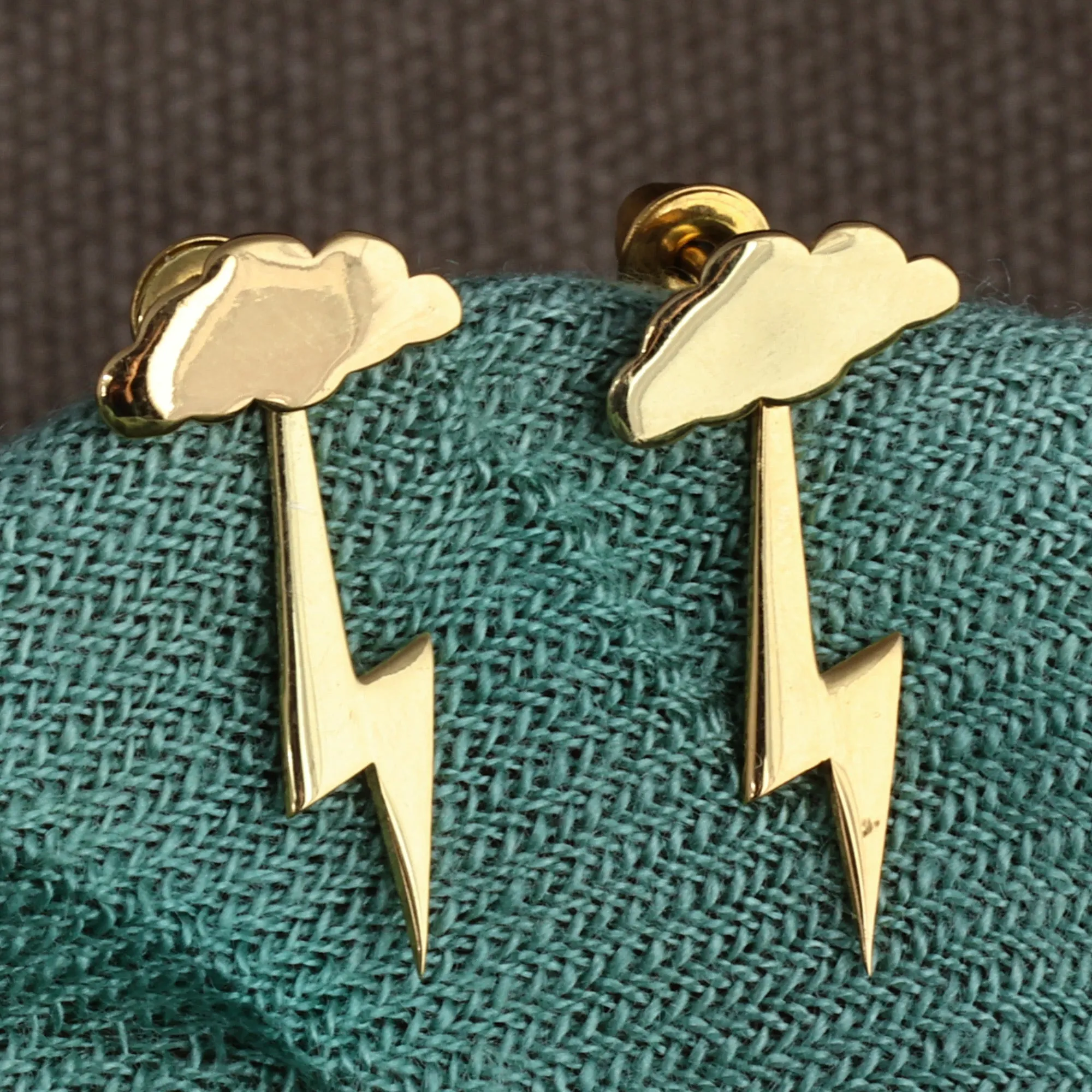 Nature-Themed Bolt Gold-Plated Ear Jacket Earrings - Triumph Thunder | NOVICA