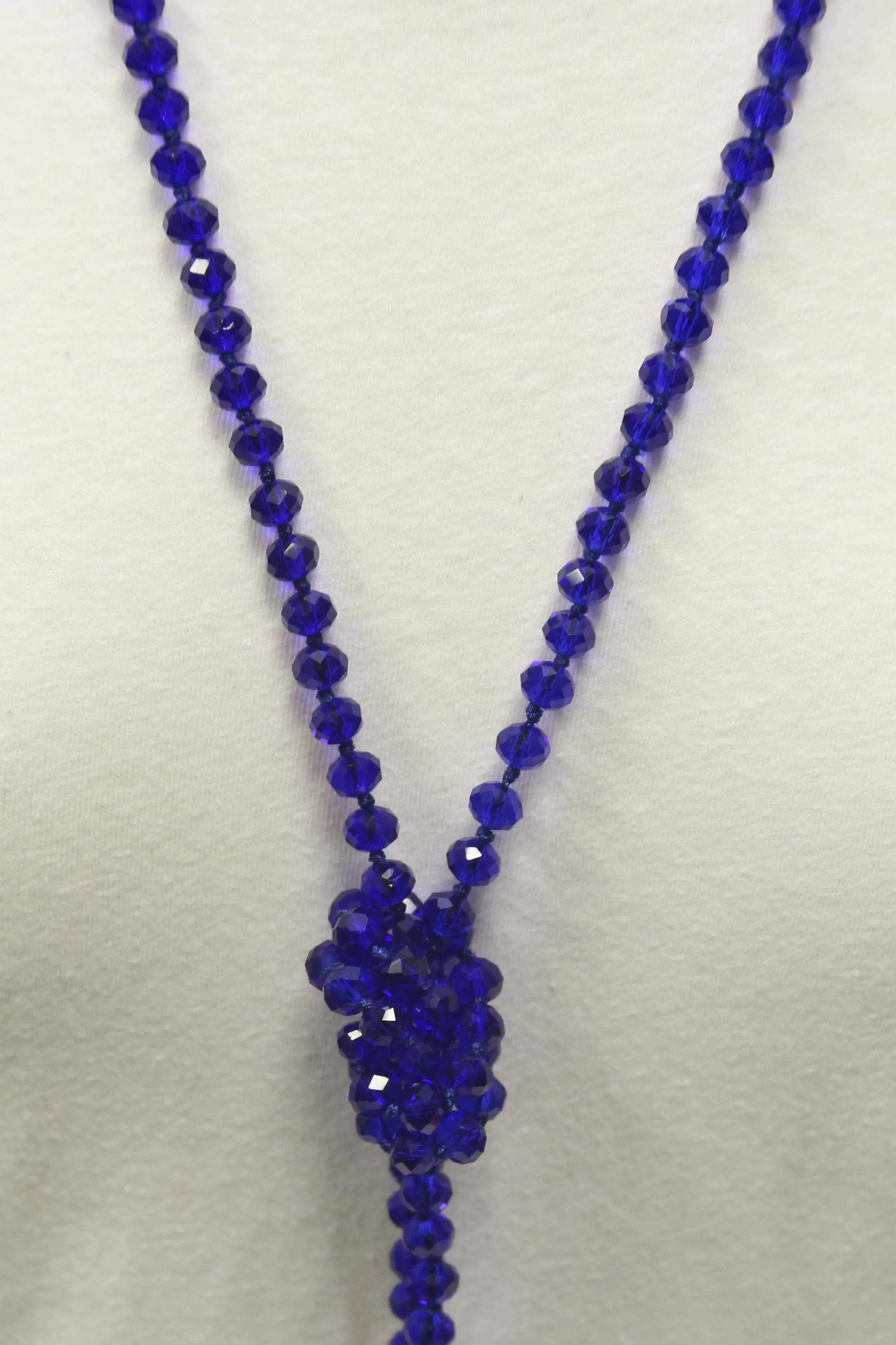 NK-2244 ROYAL 60" hand knotted glass bead necklace