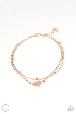 Paparazzi Bracelet ~ Ocean Heart - Rose Gold