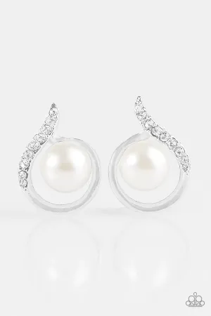 Paparazzi Earring ~ Ballroom Beauty - White