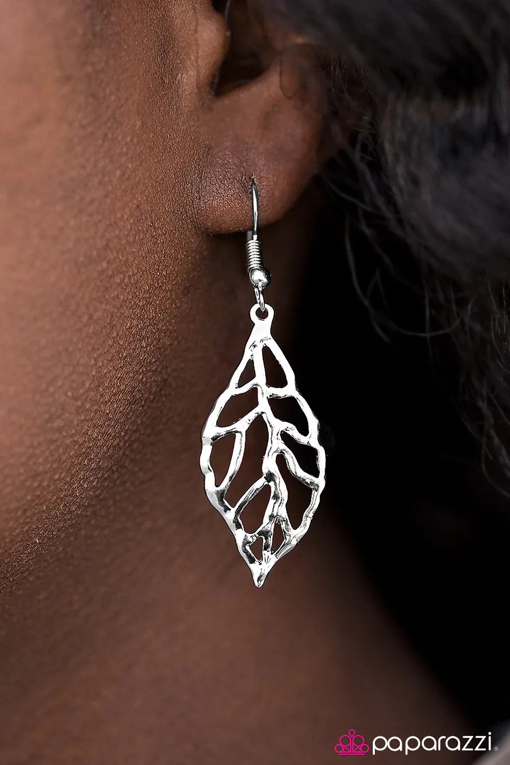 Paparazzi Earring ~ BeLEAF In Me - Silver