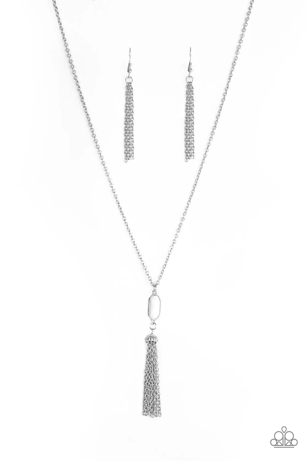 Paparazzi Tassel Tease White Necklace Set