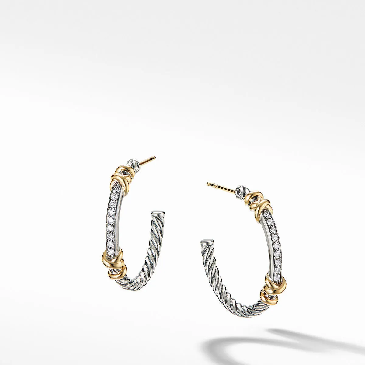 Petite Helena Hoop Earrings with 18K Yellow Gold and Diamonds