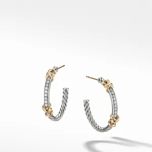 Petite Helena Hoop Earrings with 18K Yellow Gold and Diamonds