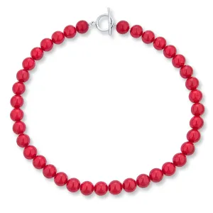 Plain Red Calcite 10MM Bead Strand Necklace with Silver Plated Clasp