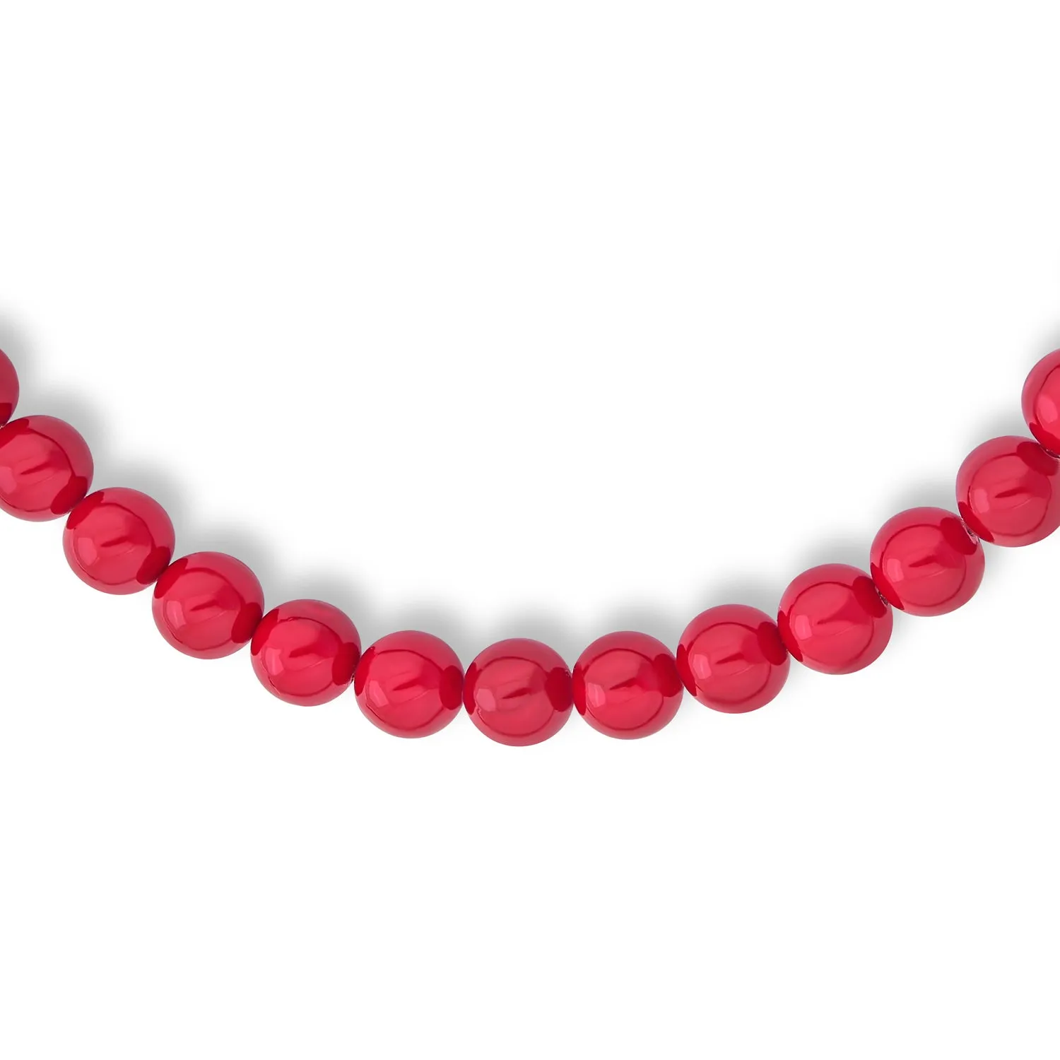 Plain Red Calcite 10MM Bead Strand Necklace with Silver Plated Clasp