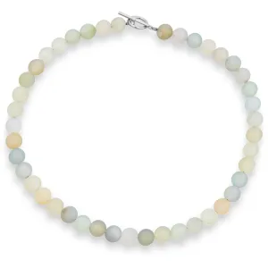 Plain Simple Western Jewelry Aqua Aquamarine Bead Strand Necklace Silver Clasp