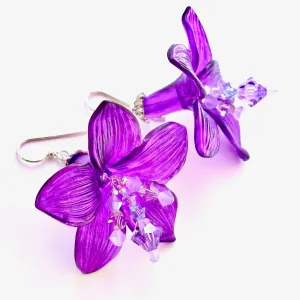 Rhys: Purple Flower Earrings