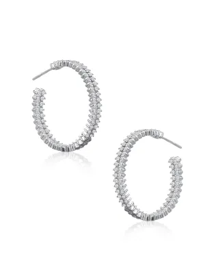 Round CZ Double Hoop earrings