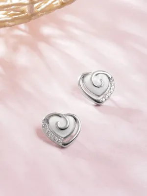 Rubans 925 Silver Sterling Silver Heart Stud Earrings