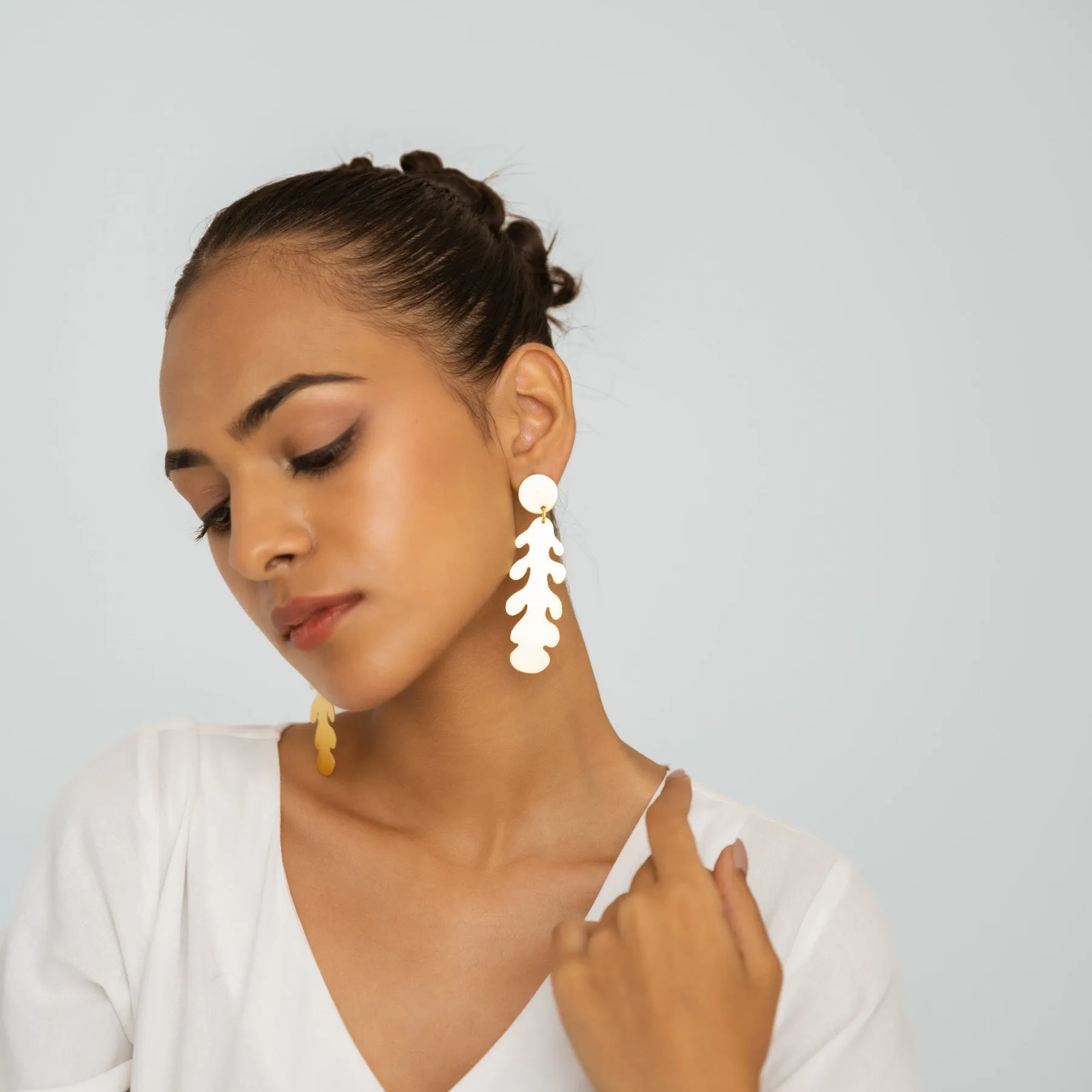 Seaweed Shaped Earrings - Gold