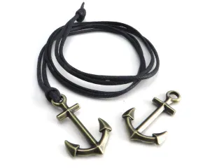 Stainless Steel Brass Anchor on Black cord